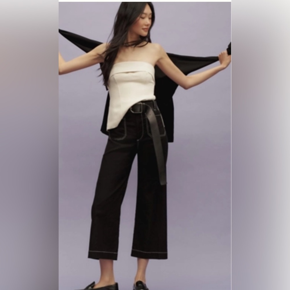 Maeve Collette crop wide leg contrast stitch edition in tall size 25